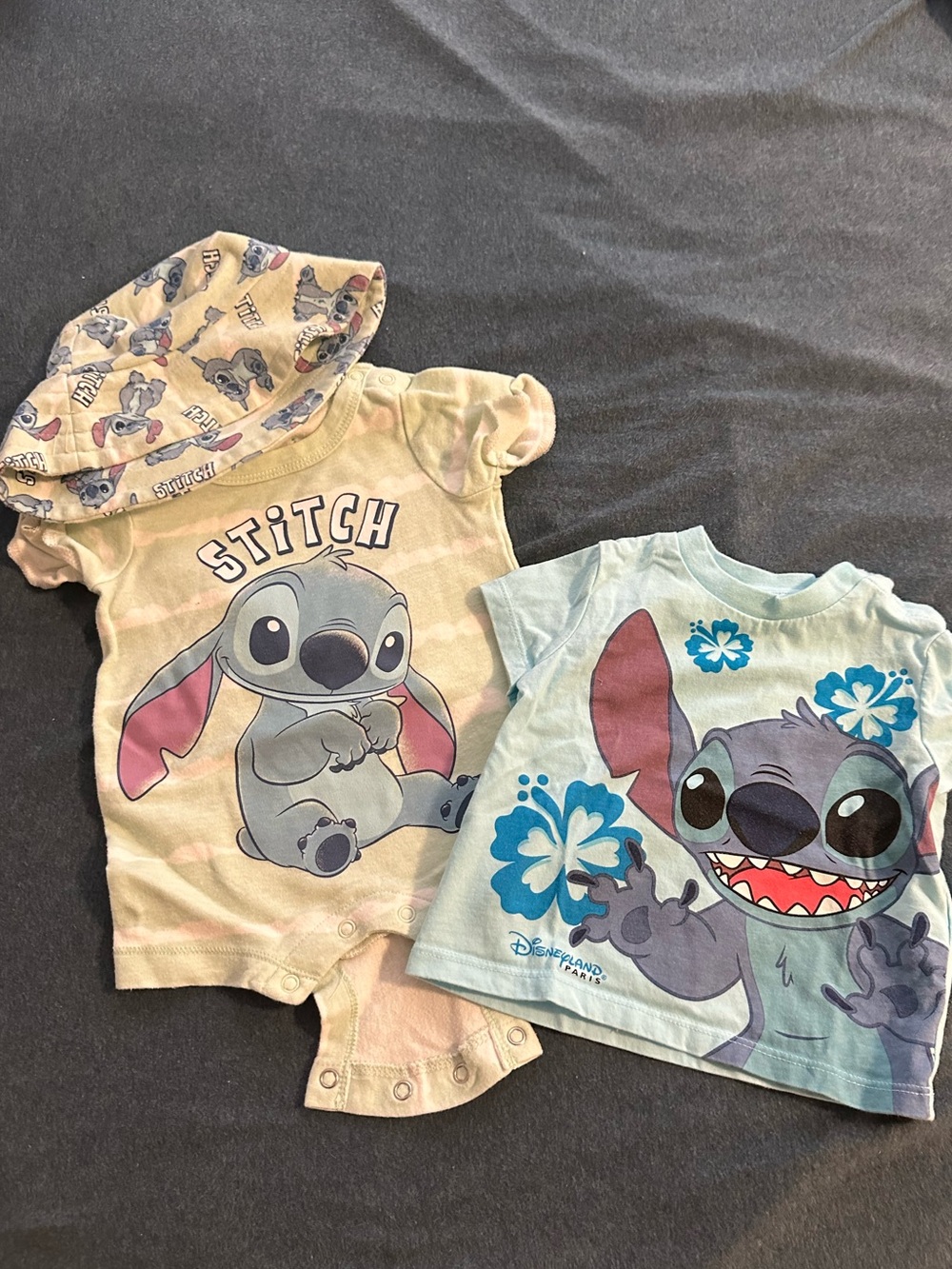Disney 6M Stitch Toddler Tee & Romper Set - Light Blue and Green